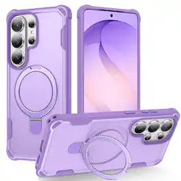 Dteck - Rugged Mag Safe Case for Samsung Galaxy S26 Ultra,Mag Safe Compatible,Bulit in Magnetic Metal Stand Shockproof Cover - Purple