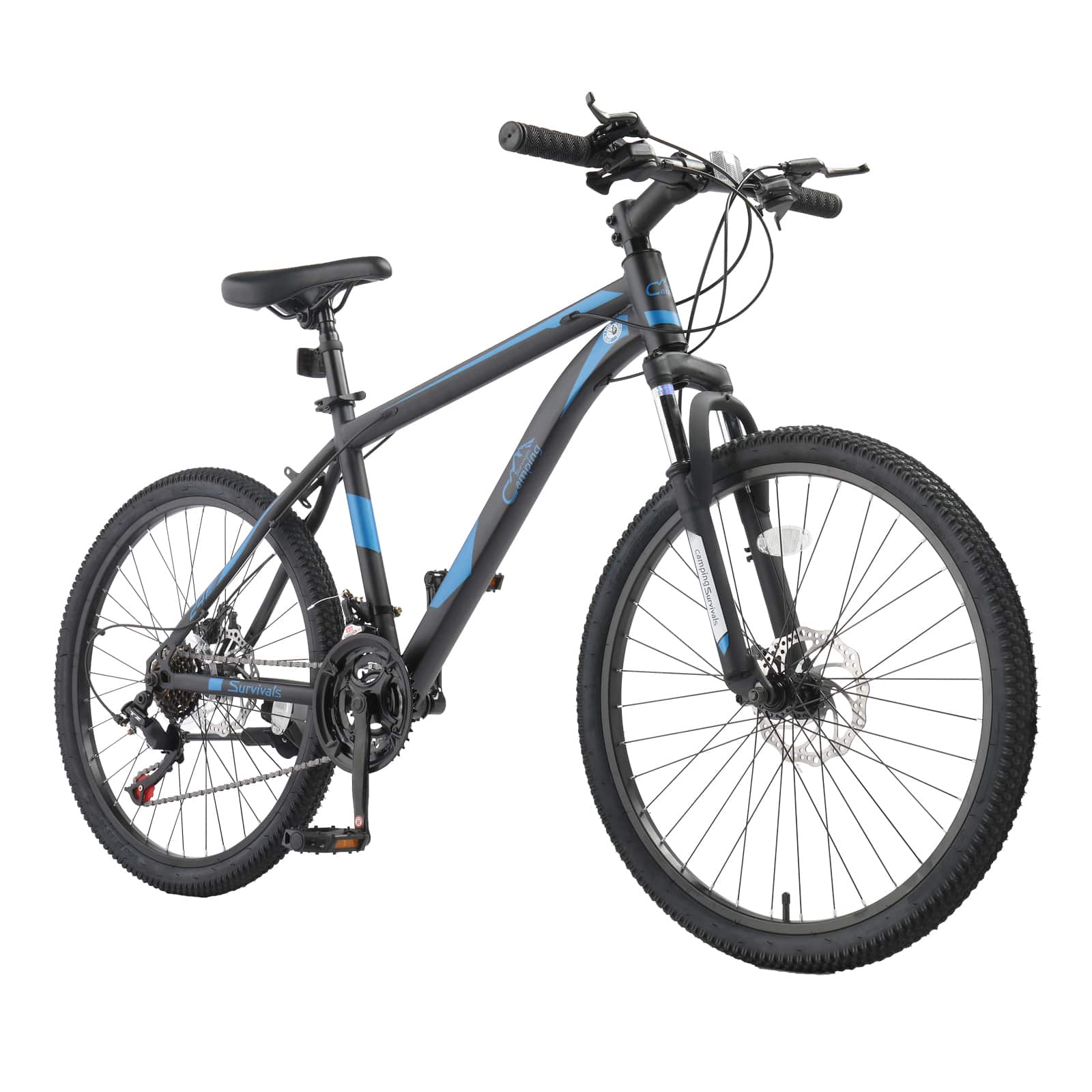 Winado - 24 Inch Men & Women Mountain Bike with 21-Speed Adult Bikes, Double Disc Brake, Suspension Fork ,High Carbon Steel Frame - Black