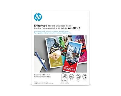 Enhanced Trifold Business Paper  
Papier Commercial à Pli Triple Amélioré  

New generation paper for rich color and sharp text.  
Papier de nouvelle génération pour des couleurs riches et des textes nets.  

Print and fold business documents in minutes.  
Imprimez et pliez vos documents commerciaux en quelques minutes.  

Designed for HP LaserJet printers  
Conçu pour les imprimantes HP LaserJet  

150 sheets  
150 feuilles  

100% Recycled  
100% recyclé  

Vancouver