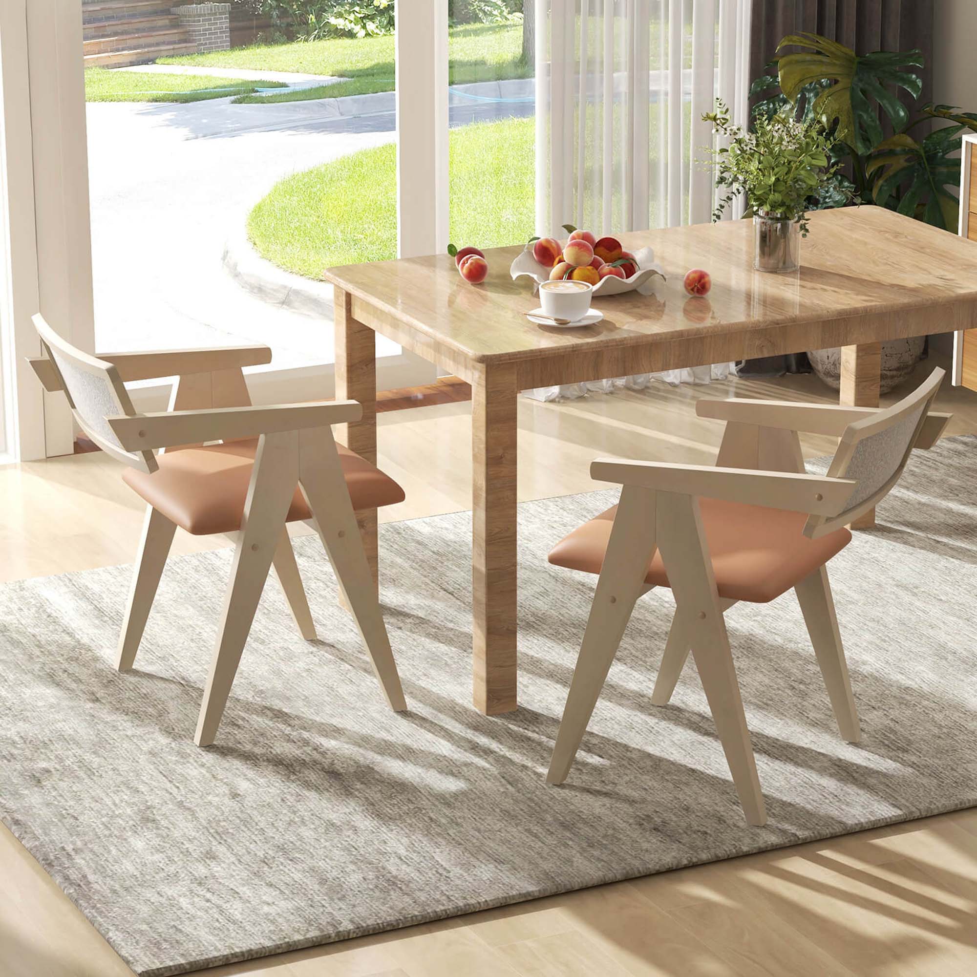 Alt View 4. Costway - Costway Modern Accent Chairs Set of 2 with Leathaire Seat Cushions &  Backrests - Beige,Fawn,Gray.