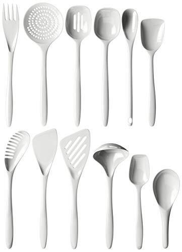 Angle. Hutzler - 12 Piece Cook & Serve Melamine Utensil Set - White - White.