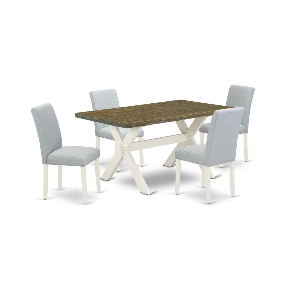 Left. East West Furniture - East West Furniture 5-Pc Kitchen Table Set Includes 4 Mid Century Modern Chairs with Upholstered Seat and High Back and - Multi-Color.