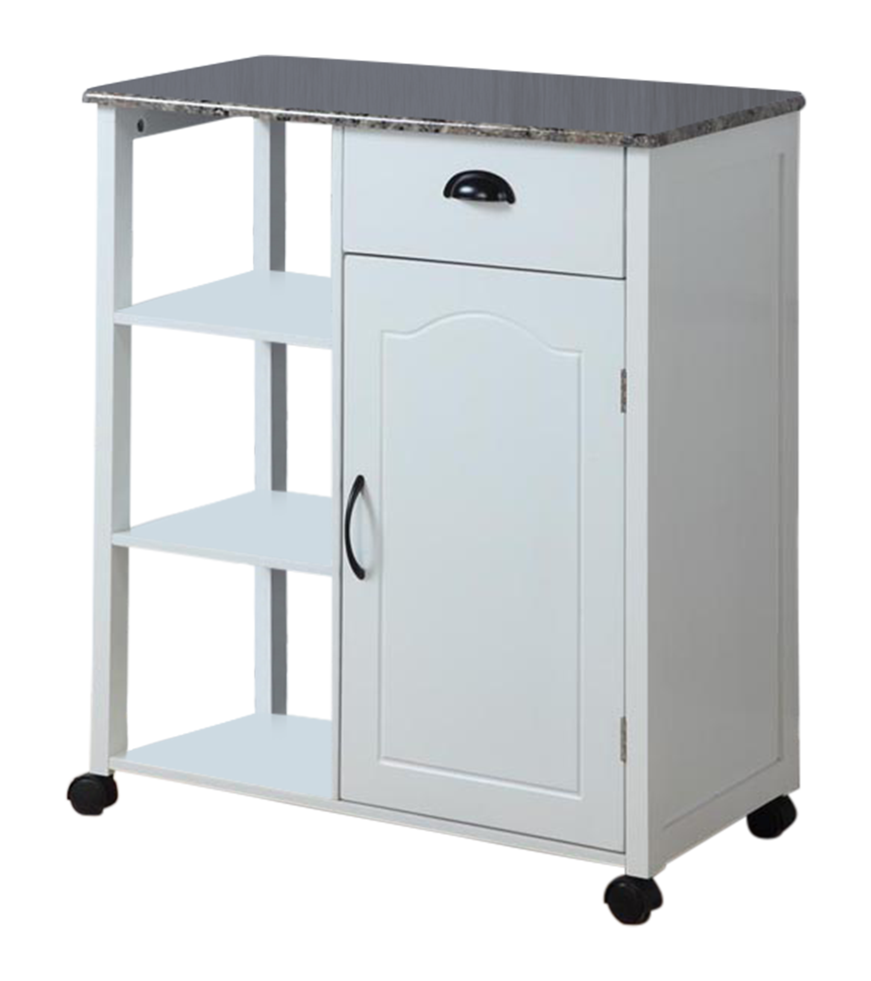 Left. Kings Brand Furniture - Kings Brand Furniture - White Finish Wood & Marble Vinyl Top Kitchen Storage Cabinet Cart - White.