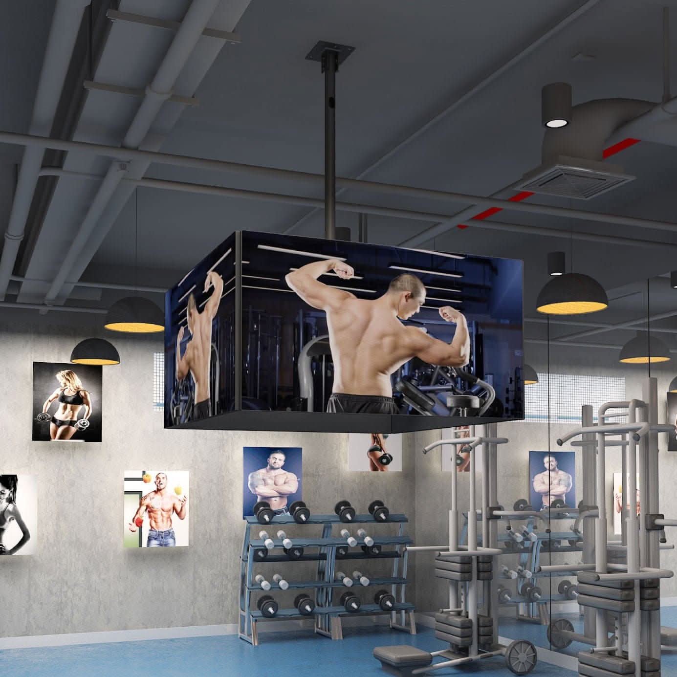 Angle. Mount-It! - Quad TV Display Ceiling Mount for Four 32"–75" Screens, Height Adjustable, Tilting, Swivel - Black.