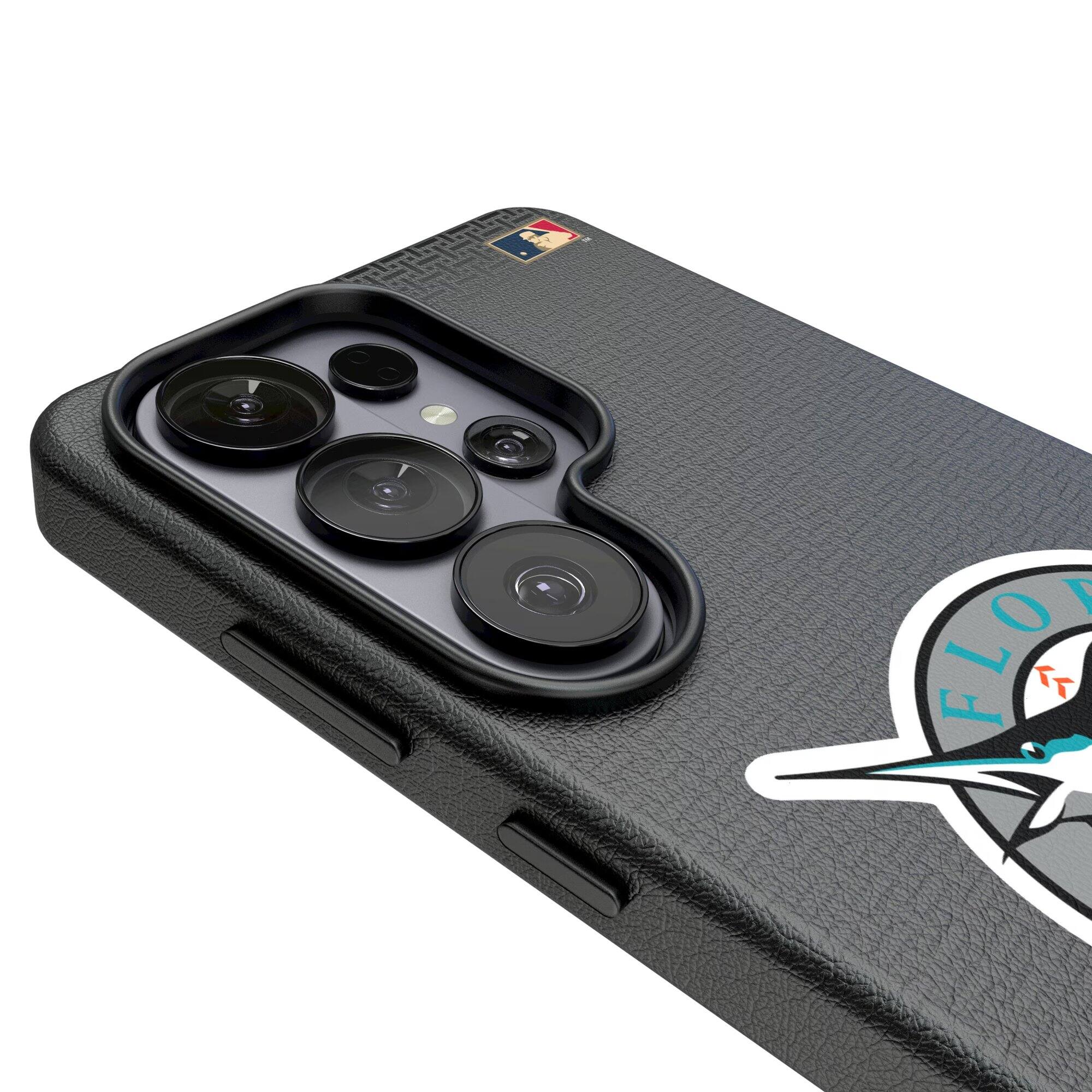 Alt View 2. Keyscaper - Miami Marlins Cooperstown Collection 1993-2011 Galaxy Magnetic Bump Case - S26 Plus - Black.