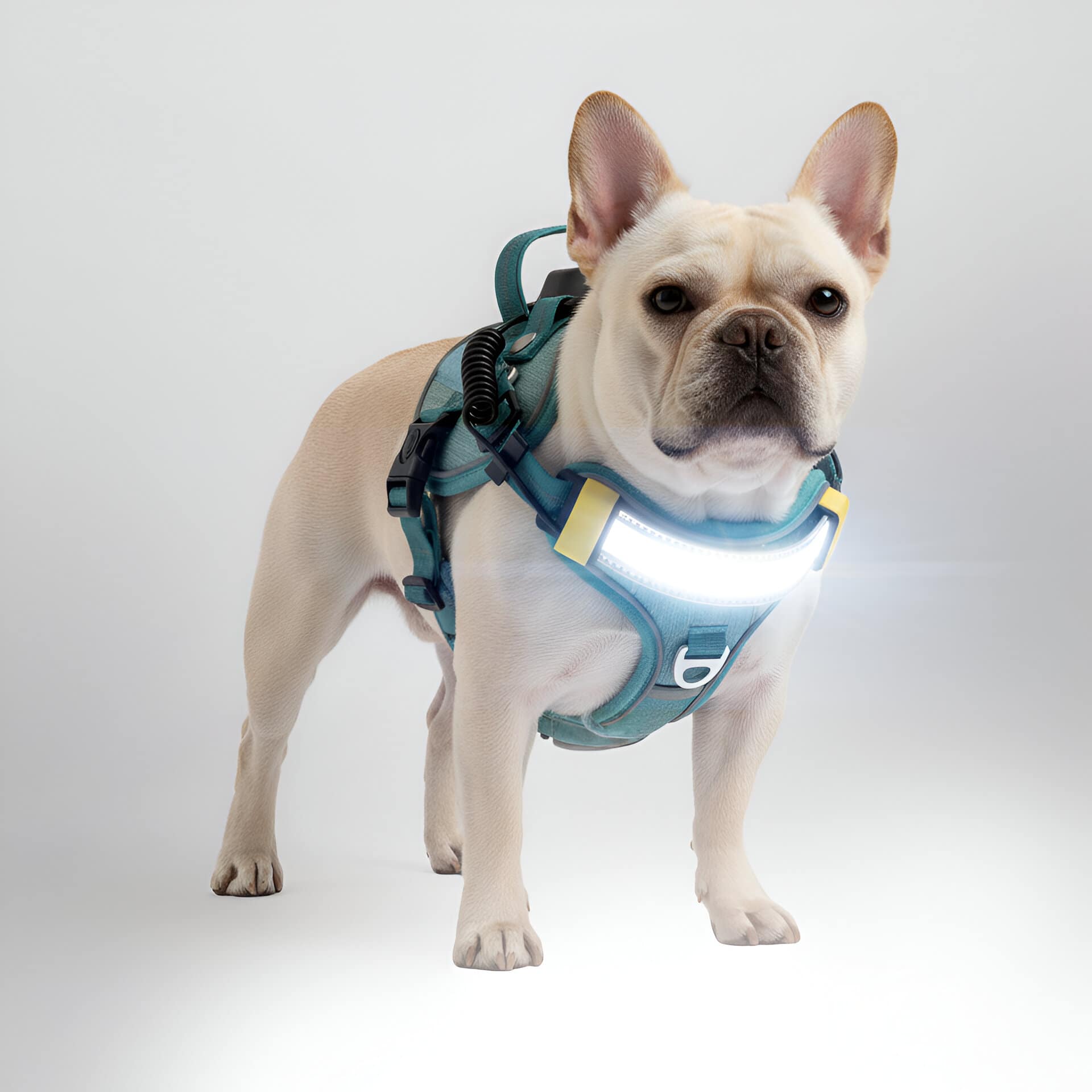 Front. Lumi Pawtners - Lumi One LED Dog Harness Blue - Blue.