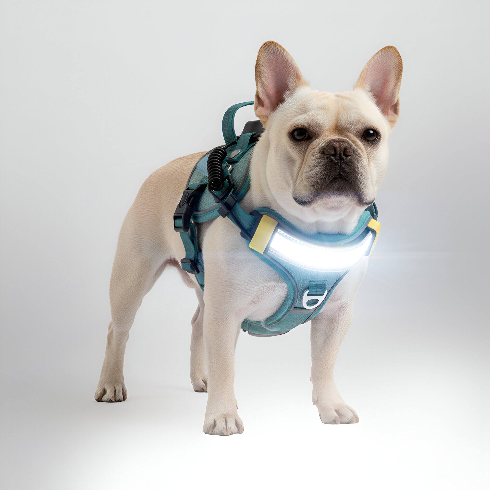 Front. Lumi Pawtners - Lumi One LED Dog Harness Blue - Blue.