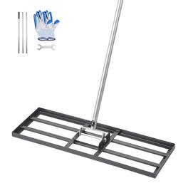VEVOR - Lawn Leveling Rake, Lawn Leveler with 83.9 in Handle, 30x10 in Ground Plate, Rust-Resistant Carbon Steel Soil Leveler - Black