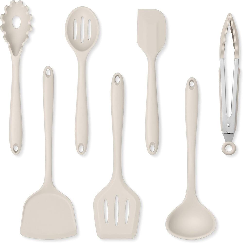 Front. RTMB - Seven-piece set of silicone cooking utensils, Heat-Resistant Cooking Gadget - Khaki.