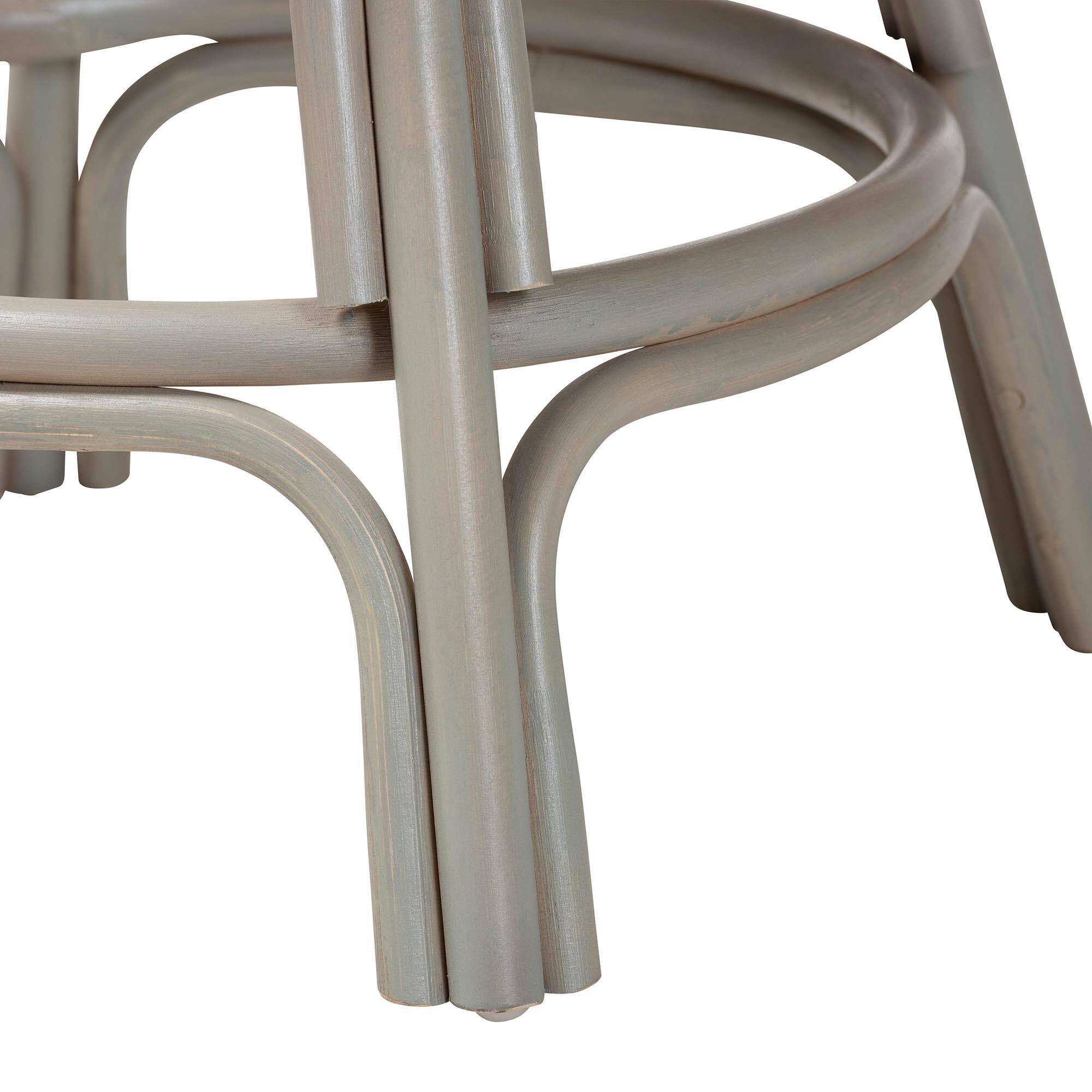 Alt View 1. bali & pari - Bella Swivel Rattan Counter Stool with Cushion - Handwoven Wicker Kitchen Island Seating with Backrest and Footrest - French Grey.