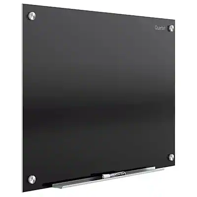 Front. Quartet - Infinity Magnetic Glass Dry-Erase Whiteboard, 6' x 4' - Black.