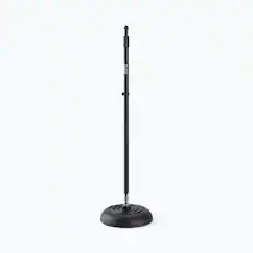 Front. On Stage Stands - On-Stage MS7201QTR Quarter Turn Round Base Microphone Stand, Black - Black.