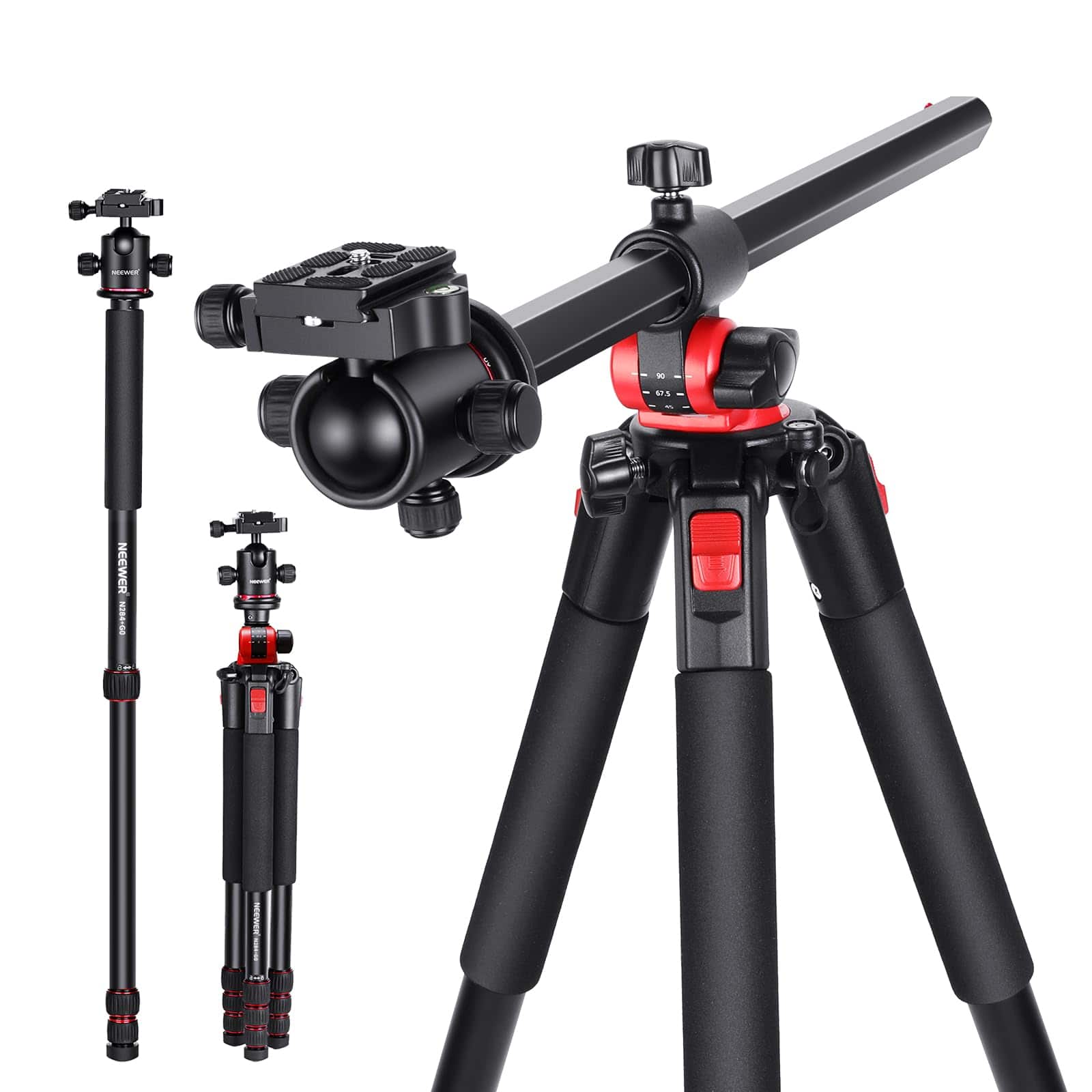 Neewer - 72" Camera Tripod & Monopod with Ball Head, Arca QR Plate & Horizontal Mode for DSLR Video, 33lb Load