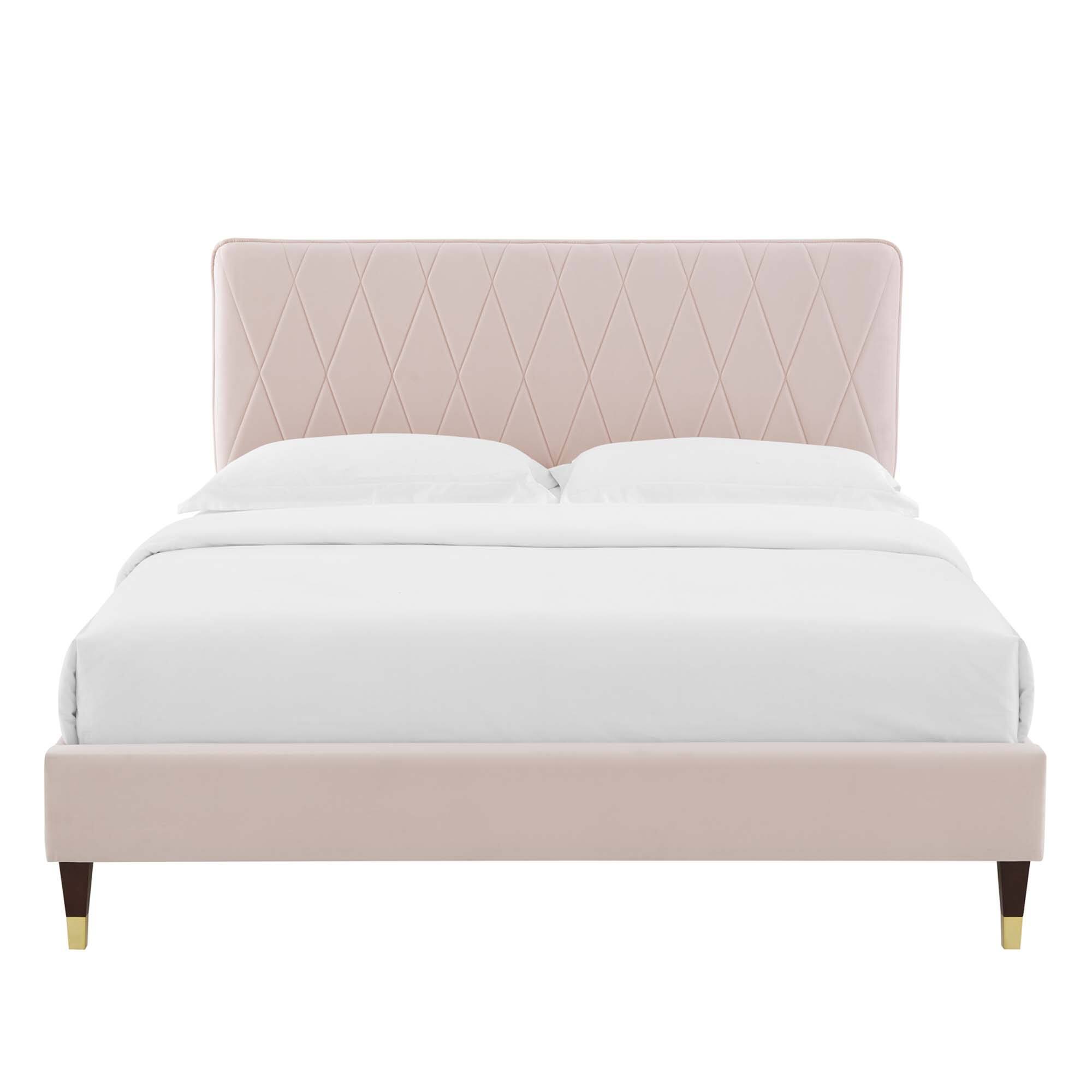 Alt View 4. Modway - Celine Channel Tufted Performance Velvet King Platform Bed - White.