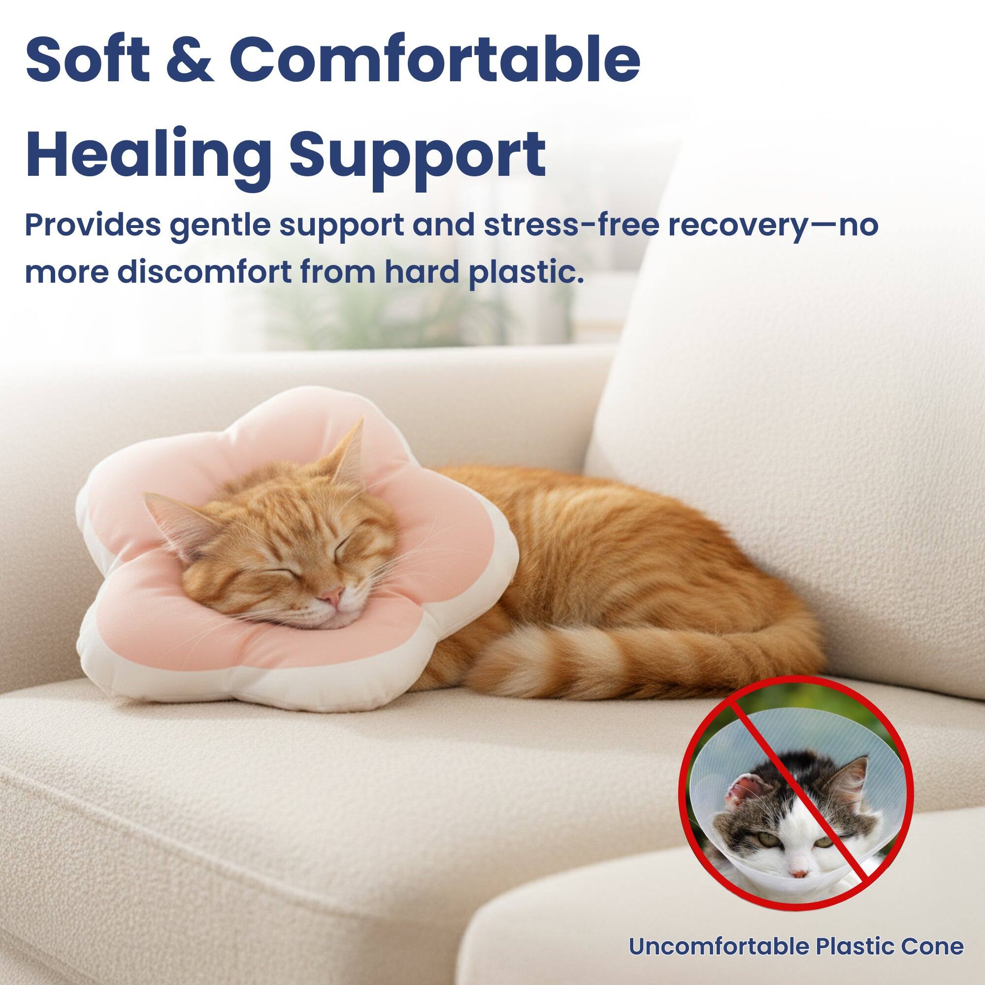 Soft & Comfortable Healing Support  
Provides gentle support and stress-free recovery—no more discomfort from hard plastic.  
Uncomfortable Plastic Cone
