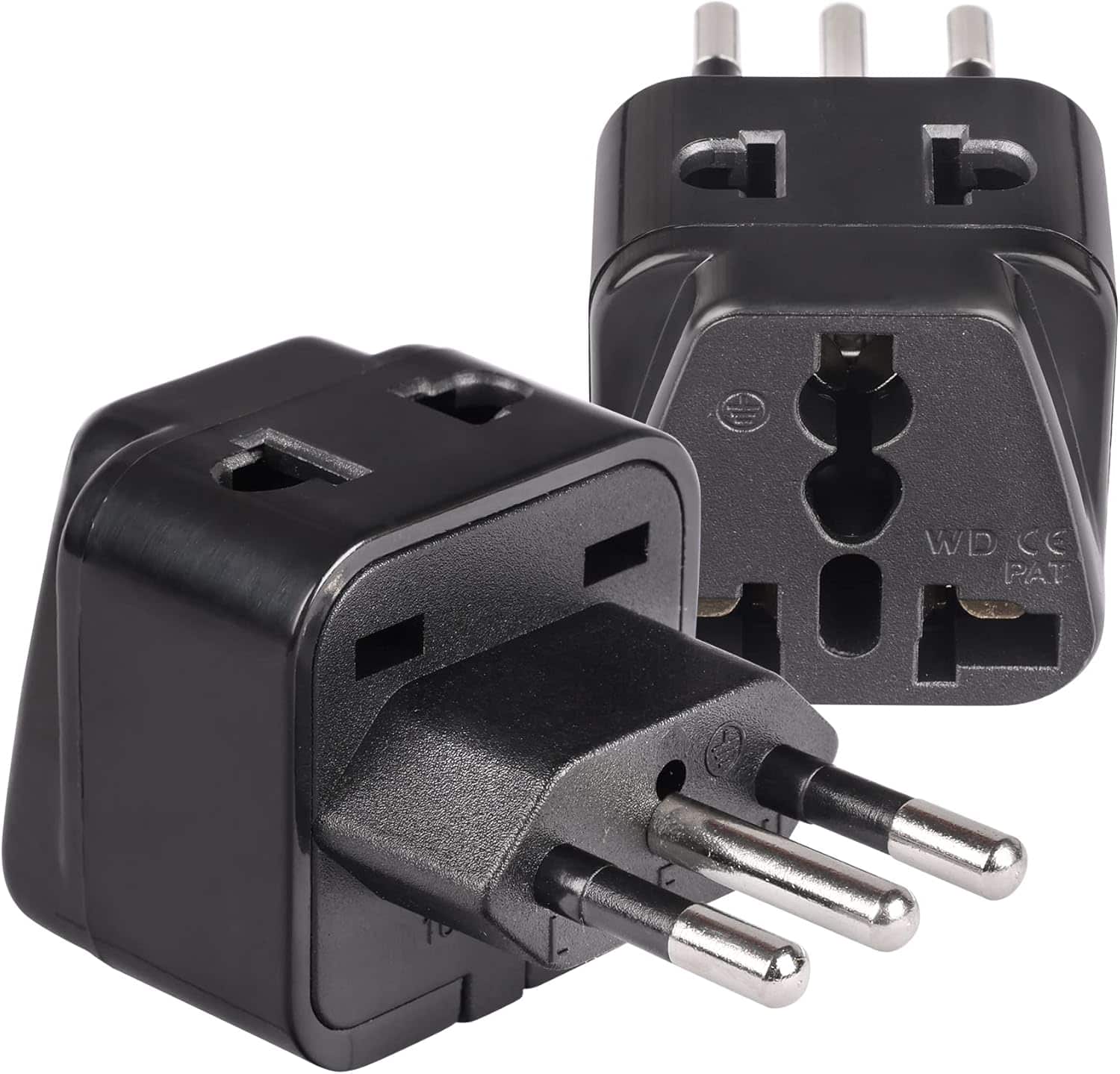 Orei - USA to Italy travel plug adapter - Type L Plug Adapter Compatible with Italy, Chile, Libya & More - Black