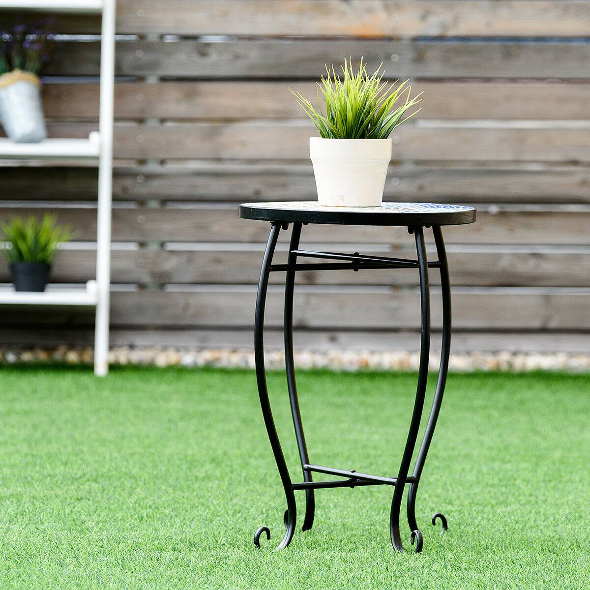Alt View 8. Costway - Outdoor Indoor Accent Table Plant Stand Scheme Garden Steel Ocean - multicolor.