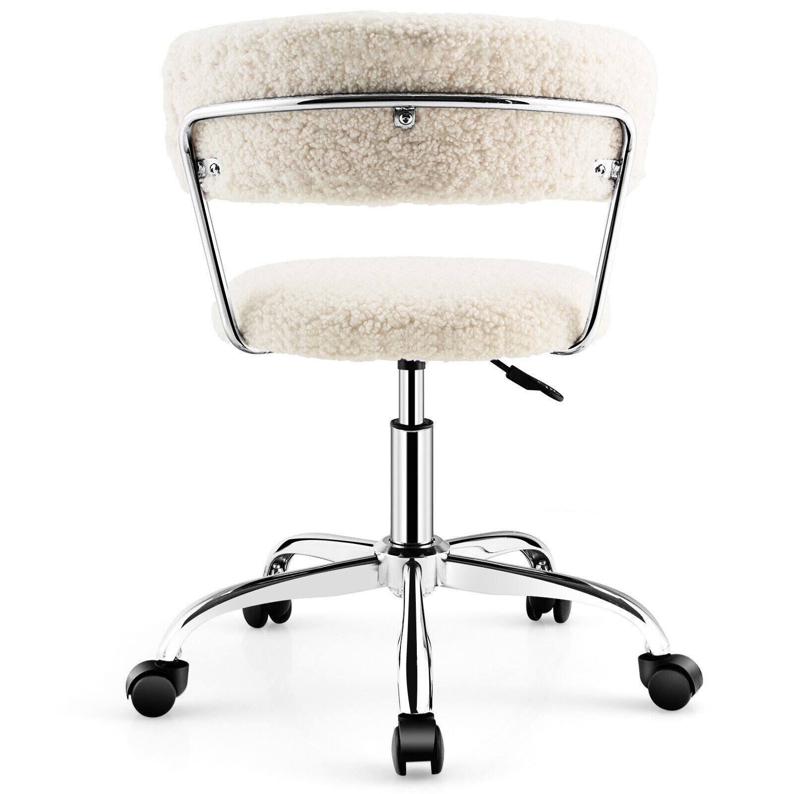 Left. WELLFOR - Computer Desk Chair Adjustable Sherpa Office Chair Swivel Vanity Chair - White.