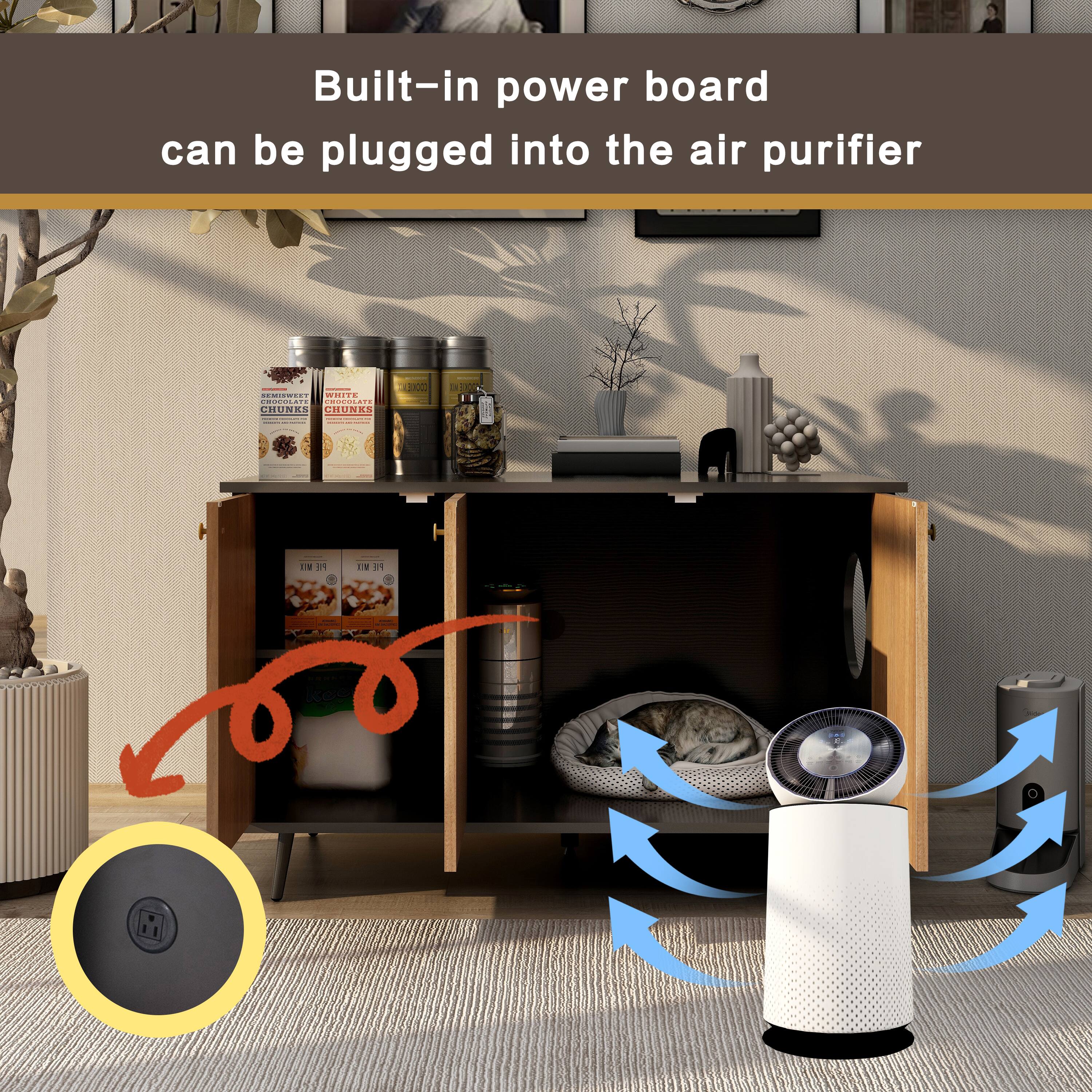 Built-in power board can be plugged into the air purifier