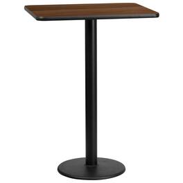 Emma + Oliver - 24"x30" Rectangular Laminate Bar Table with 18" Round Base - Walnut