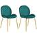 Front. Costway - Set of 2 Velvet Accent Chairs Dining Side Chairs w/Gold Metal Legs - Green.