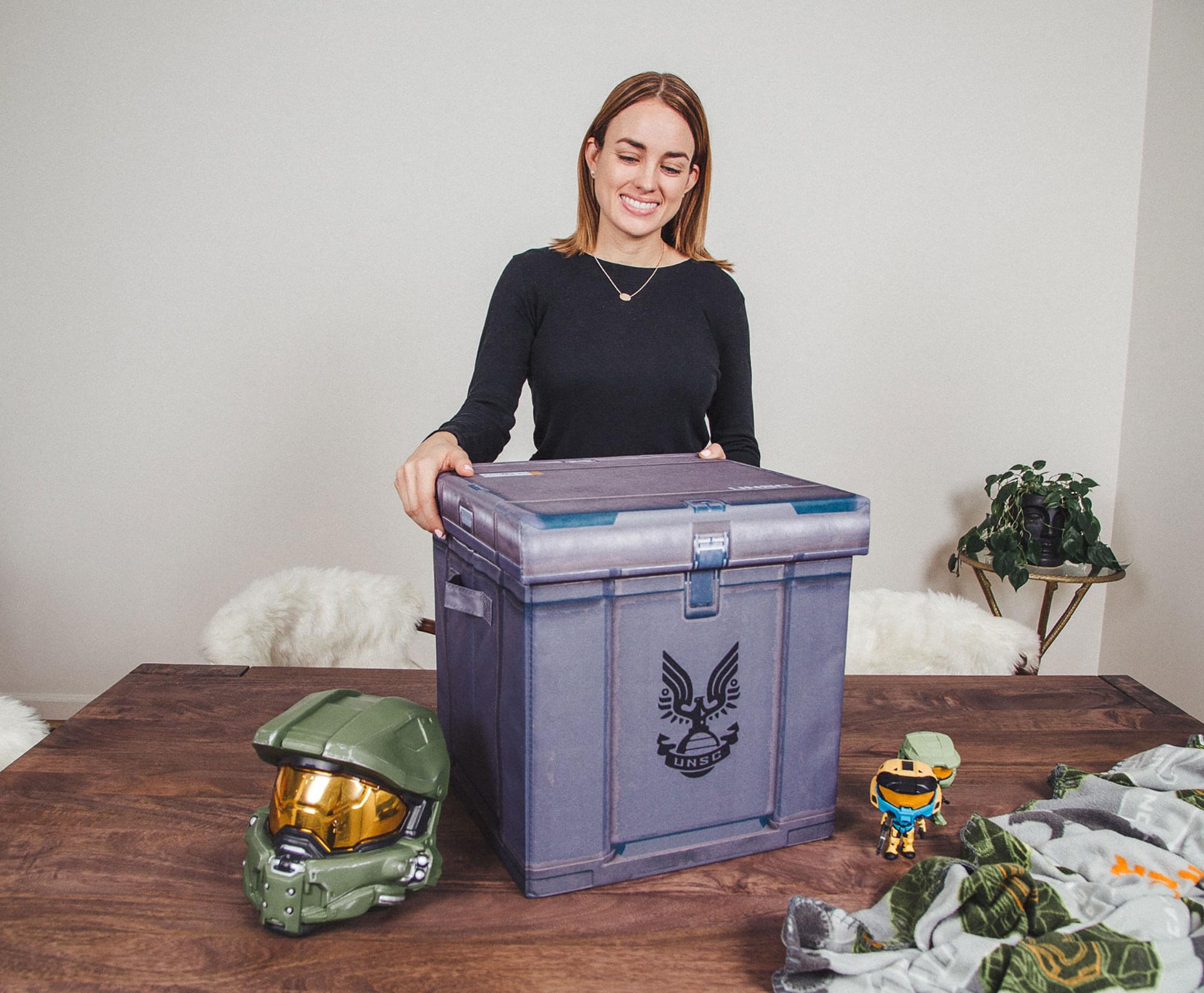 Alt View 10. Halo - HALO Ammo Crate Storage Bin Cube Organizer with Lid | 15 Inches - Silver.