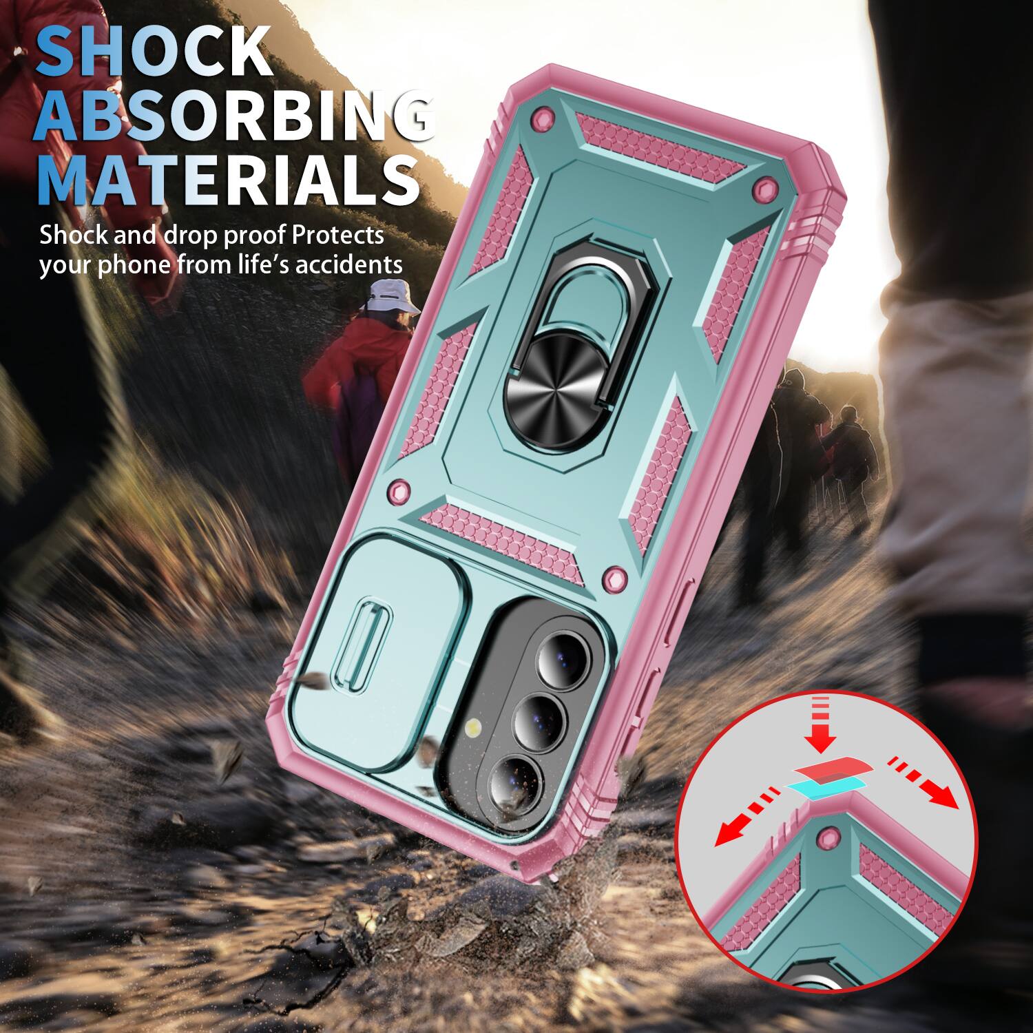 SHOCK ABSORBING MATERIALS  
Shock and drop proof  
Protects your phone from life's accidents