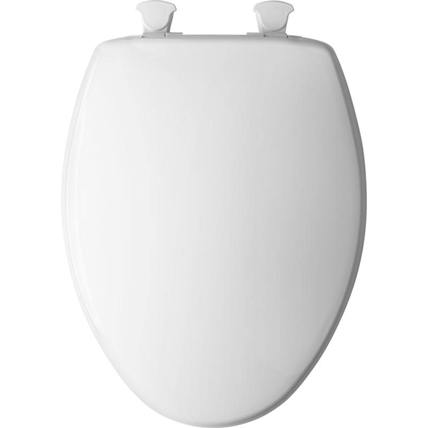 Left. BEMIS - Mayfair by Bemis Elongated White Plastic Toilet Seat - White.
