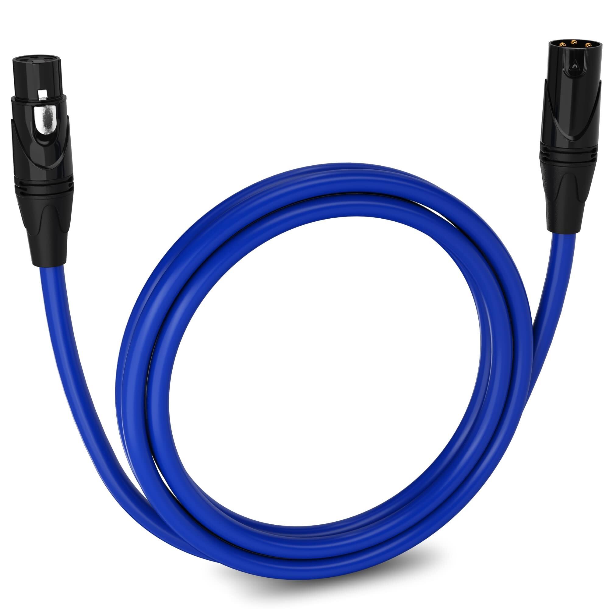 Front. Lyxpro - 6 ft Balanced XLR Cable, Male to Female, 3 Pin Microphone Cable - Blue.