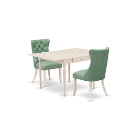 East West Furniture - 3 Piece Dining Set - White