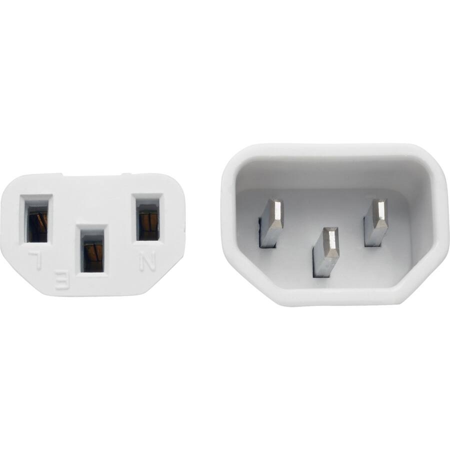 Alt View 3. Tripp Lite - Eaton Tripp Lite Series Heavy-Duty PDU Power Cord, C13 to C14 - 15A, 250V, 14 AWG, 3 ft. (0.91 m), White - For Computer - White.