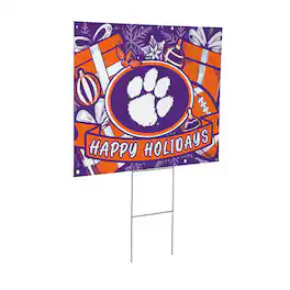 Evergreen Enterprises - Clemson Tigers 24" x 18" Happy Holidays Christmas Outdoor Staked Yard Sign - Multicolor