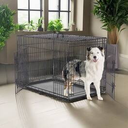Pefilos - 42" Dog Crates for Large Dogs Folding Mental Wire Pet Cage Outdoor and Indoor Dog Kennels with Removable Tray