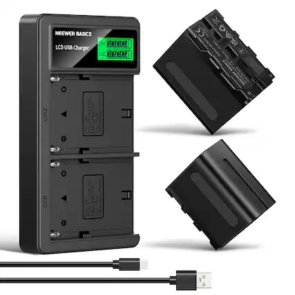 NEEWER BASICS
LCD USB Charger
CH1 GECE
CH2 GEECI
Fits:
F550/F750/F960
FM50/FM500H
PAN
BDI/VBD2/BDC70
VBDI
Fits:
F970
NP
SinoLLEINN
Replace PRODAN BASICS battery
7.39
nothint_acibe
CH1 + 0 SN
CH2 + 0 SN
60-F760/F96C
FM50/FM500H
PAN
VBDI/VBD2/BDC70
F660
VBD1