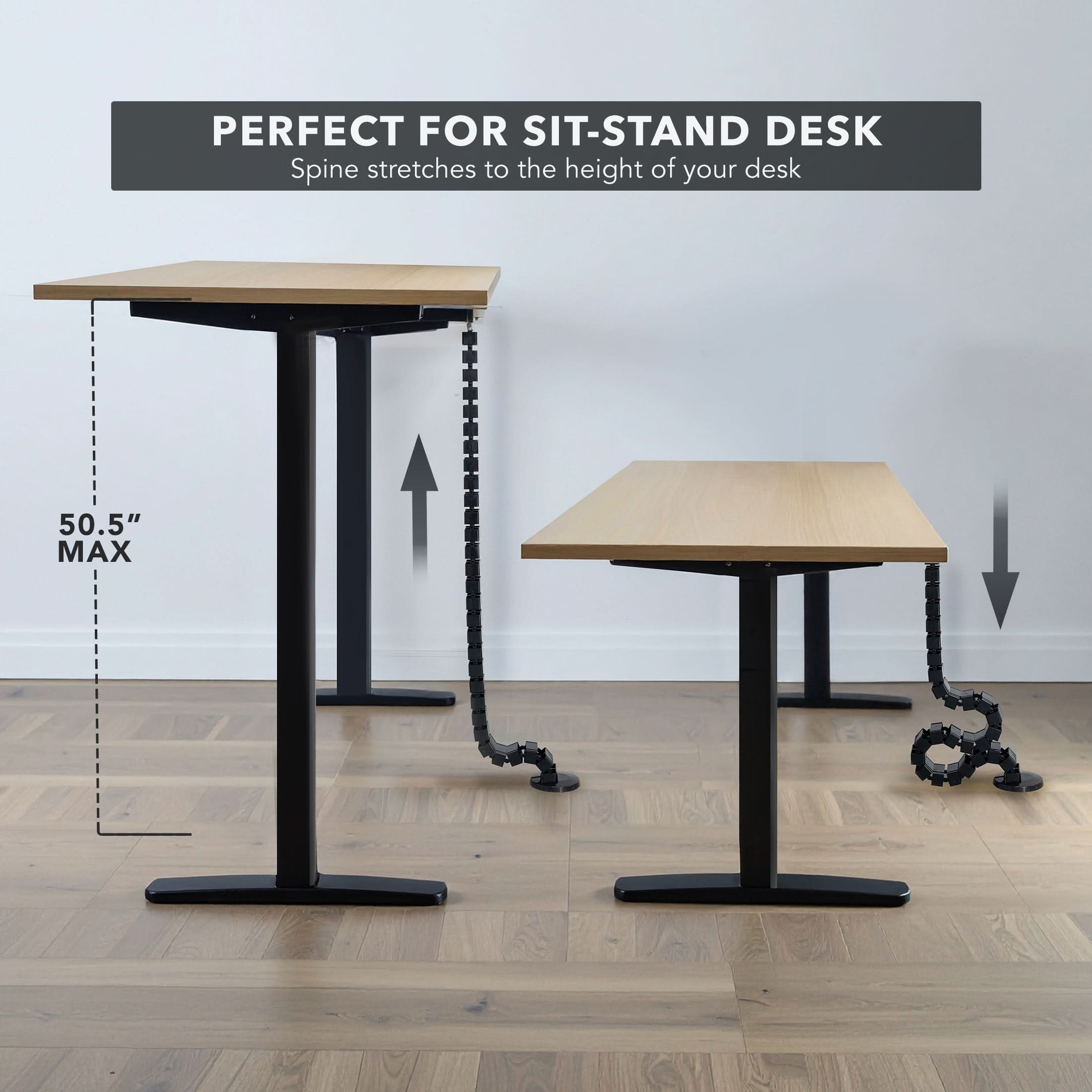 PERFECT FOR SIT-STAND DESK  
Spine stretches to the height of your desk  
50.5" MAX
