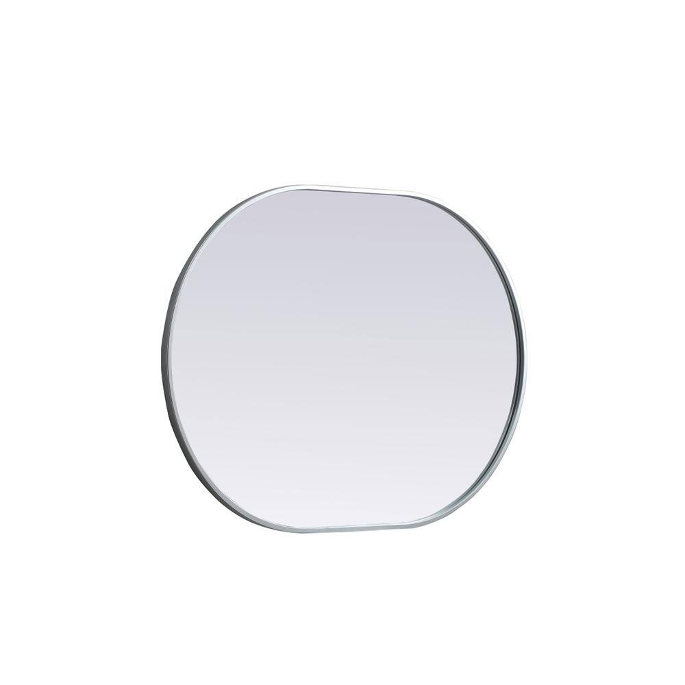 Left. Elegant Decor - Metal Frame Oval Mirror 27x36 Inch in Silver - Silver.