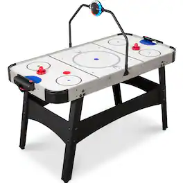 Best Choice Products - 54in Air Hockey Game Table w/ LED Lights, Scoreboard, Powerful Motor - Gray