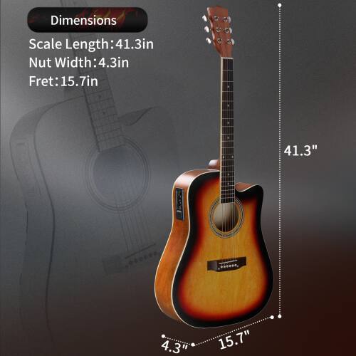Dimensions
Scale Length: 41.3in
Nut Width: 4.3in
Fret: 15.7in

41.3"
4.3"
15.7"