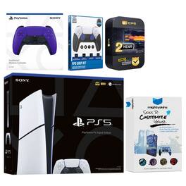 Playstation 5 Slim Digital with Extra Controller, FPS Grip Kit and MightySkins Decal Voucher + 2 - PlayStation 5