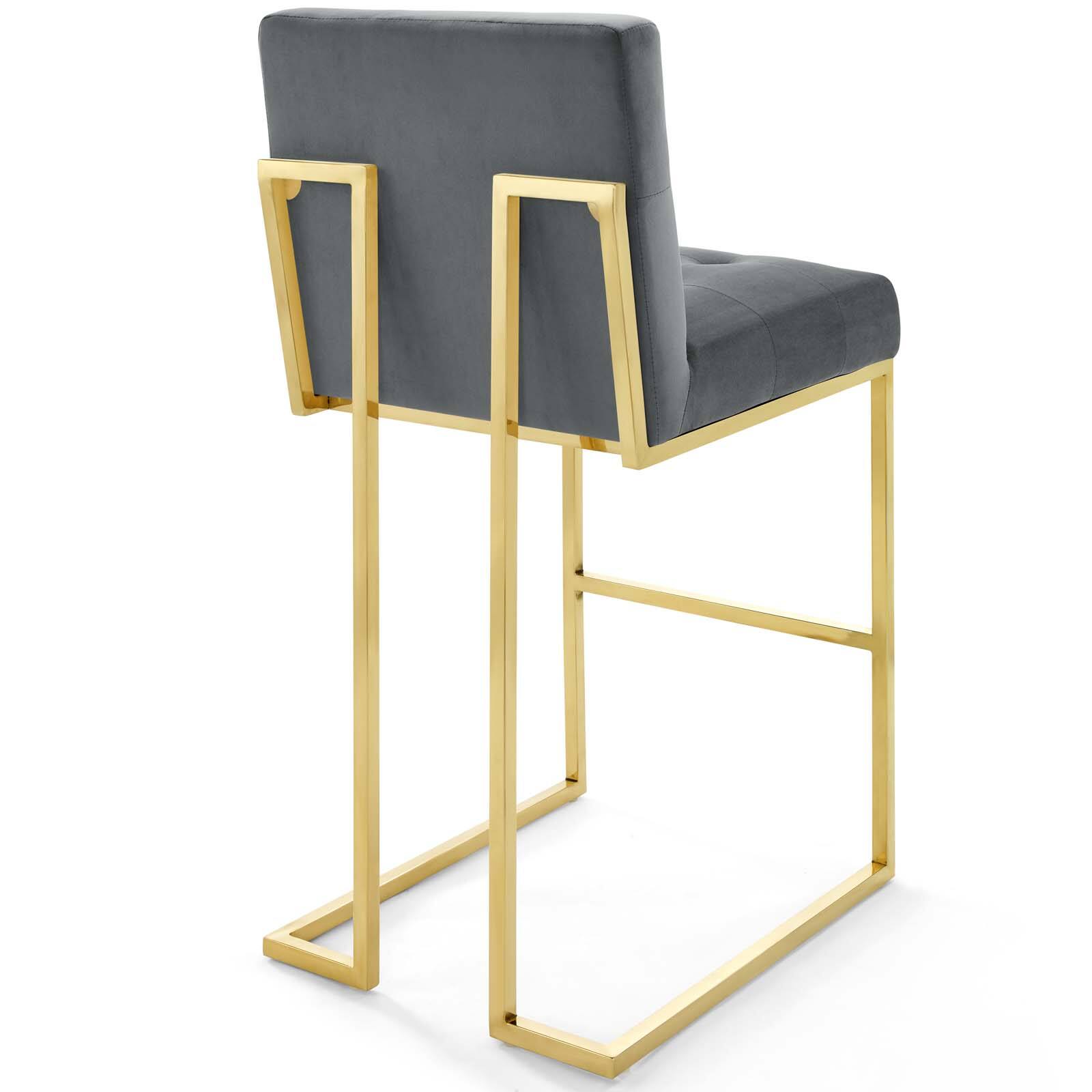 Alt View 1. Modway - Privy Gold Stainless Steel Performance Velvet Bar Stool by Modway - Gold Charcoal.