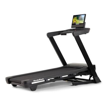 Front. NordicTrack - NordicTrack T Series 16: Folding Treadmill with Incline & Decline, 16" Smart HD Touchscreen, & Powered by iFIT - Black.