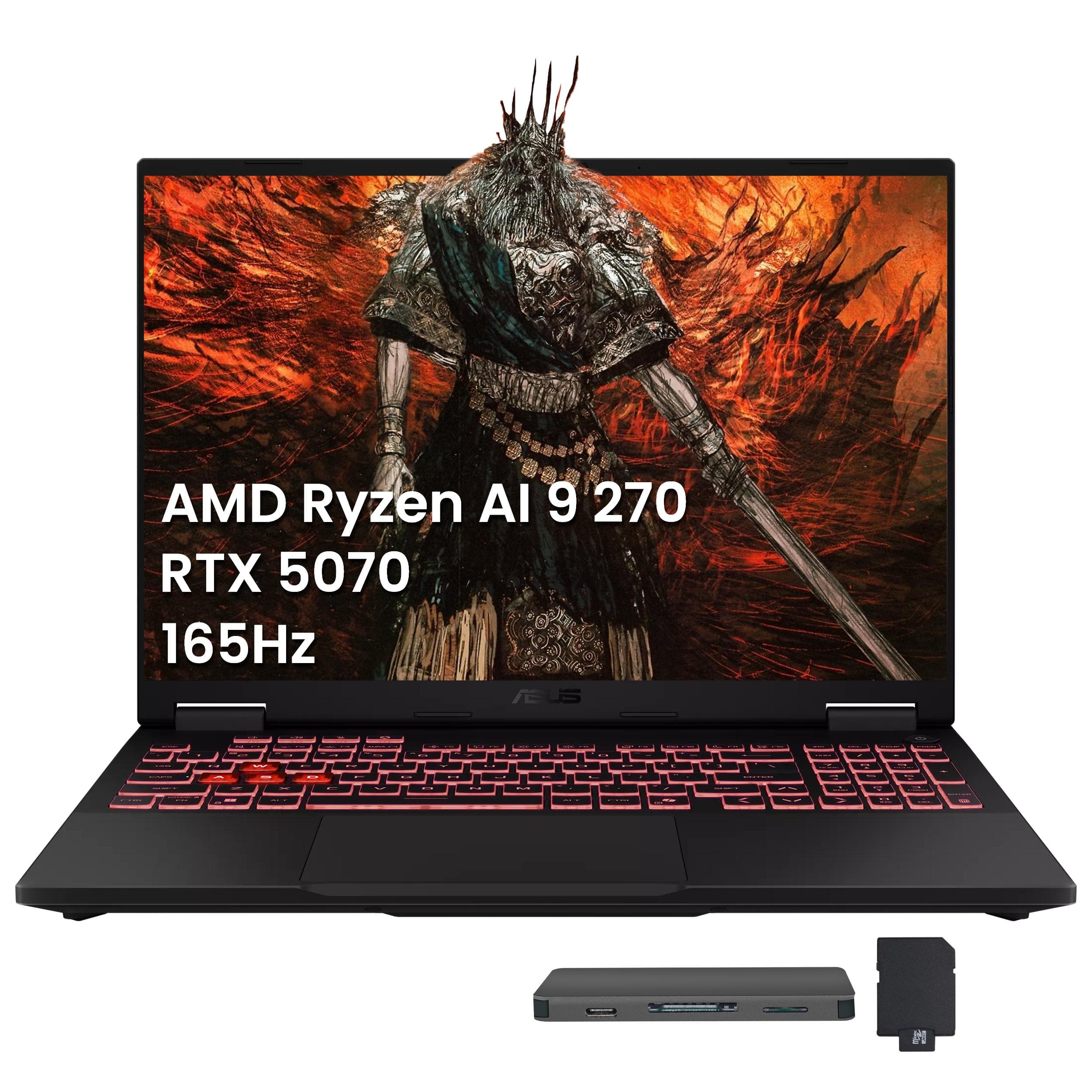 ASUS - TUF A16 16" WUXGA Gaming Laptop,AMD Ryzen AI 9 270,GeForce RTX 5070,32GB DDR5,2TB SSD+160GB Dock Set,Win 11 - Gray