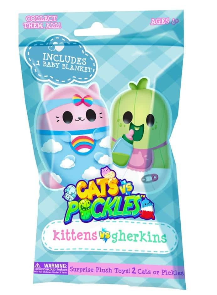 License 2 Play - Cats vs Pickles Kittens vs Gherhkins 3 Inch Plush Mystery Bag | One Random - Blue