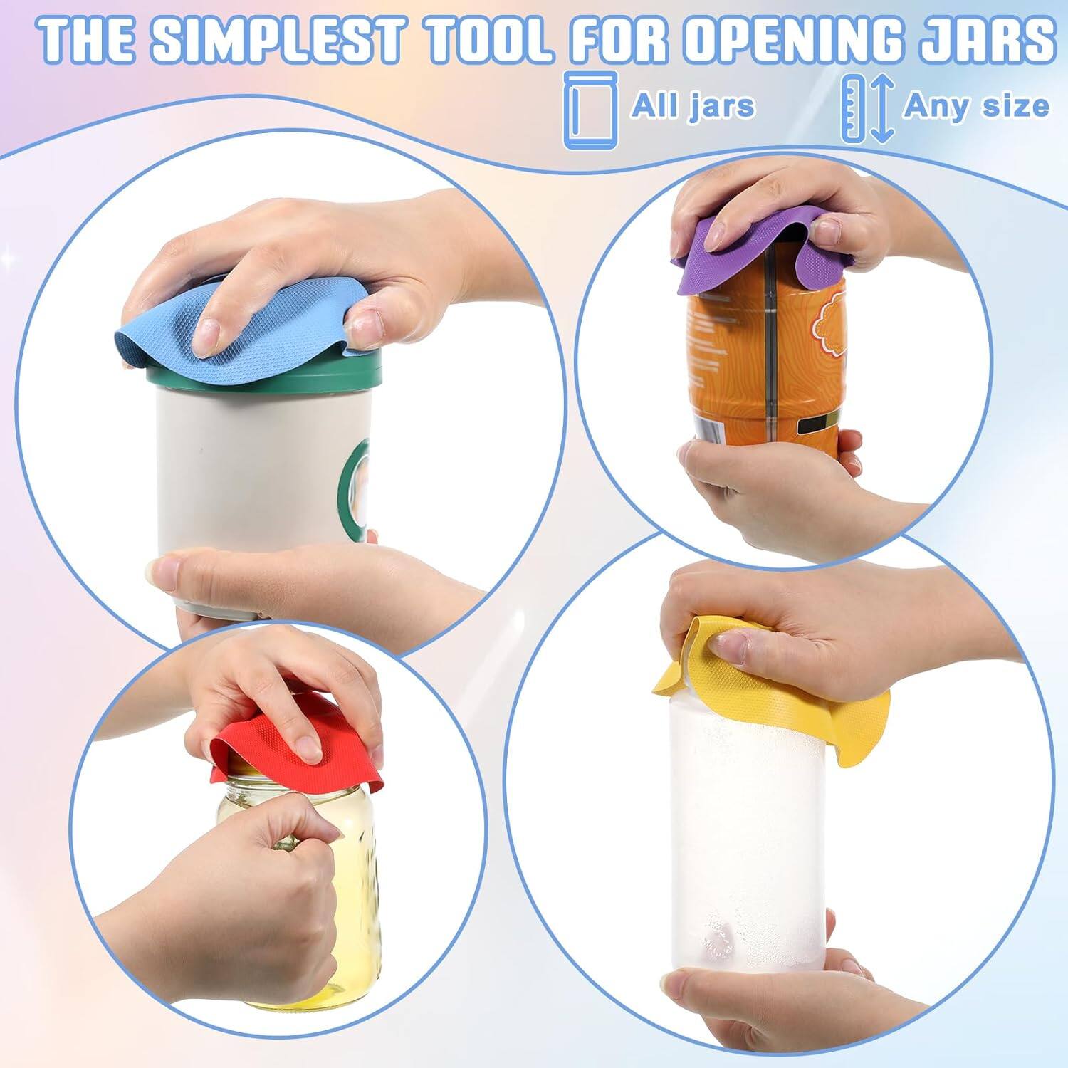 THE SIMPLEST TOOL FOR OPENING JARS  
All jars  
Any size