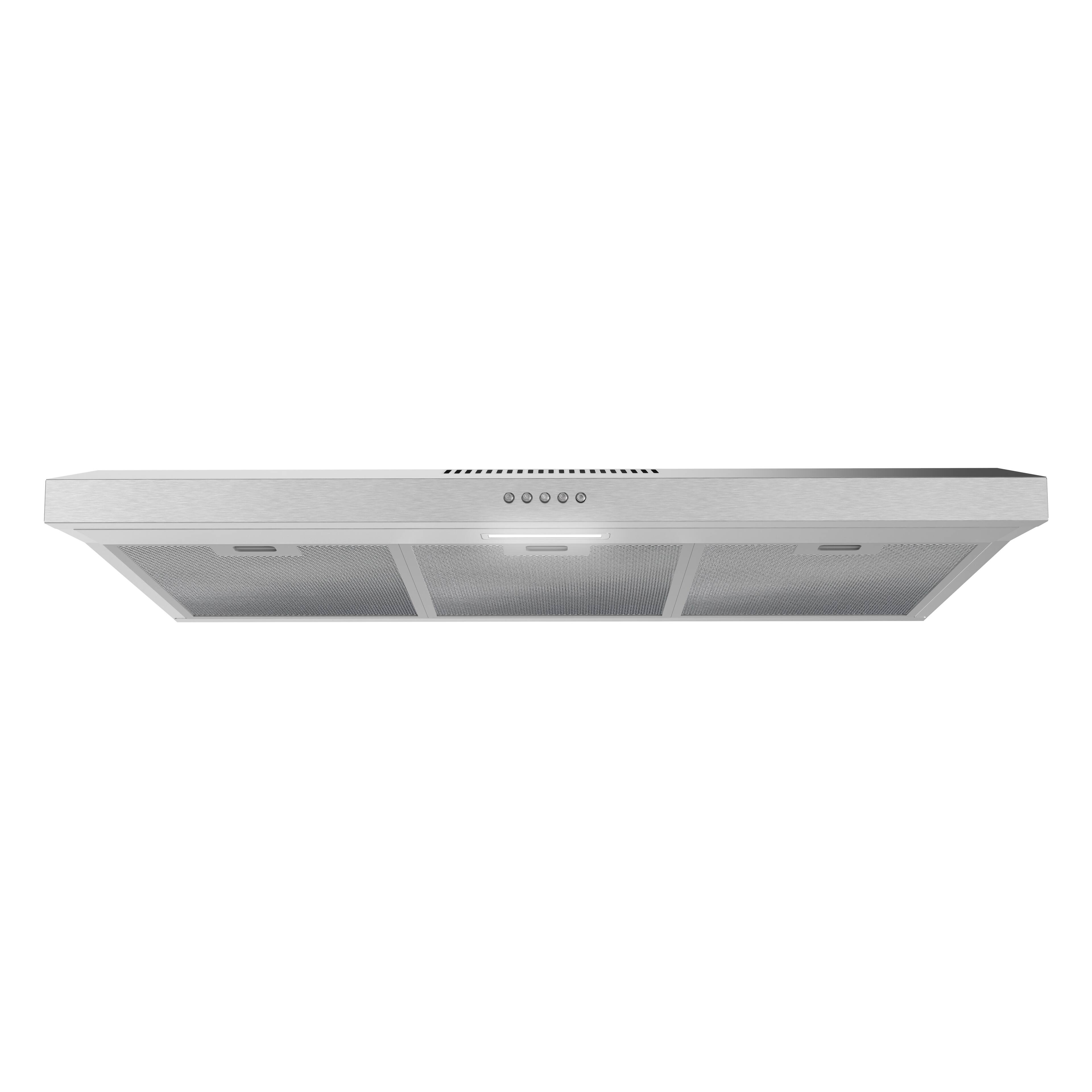 Angle. Streamline - 36 in. Viterbo Ductless Undermount 80 CFM Range Hood, Mesh Filters, Push Button Control, LED Light - Brushed Stainless Steel.