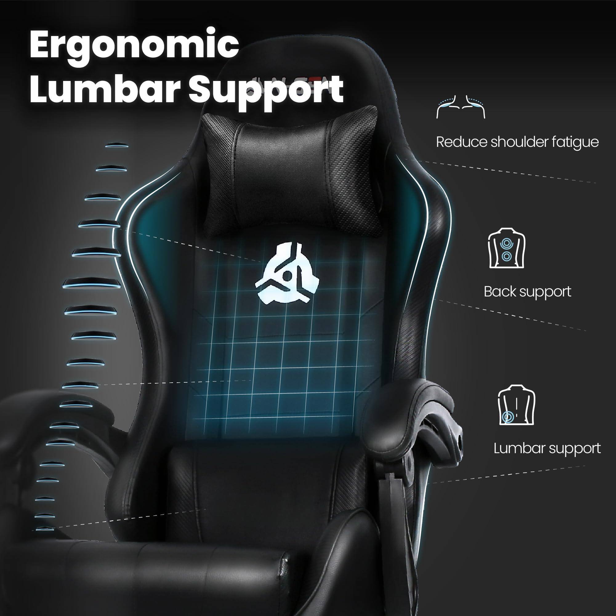 Ergonomic Lumbar Support

- Reduce shoulder fatigue
- Back support
- Lumbar support