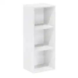 FurniFact - White 3-Tier Open Shelf Bookcase with Modern Design and Sturdy Construction - Brown