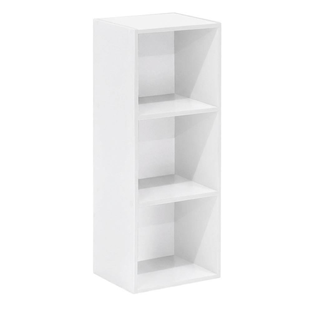 Front. FurniFact - White 3-Tier Open Shelf Bookcase with Modern Design and Sturdy Construction - Brown.