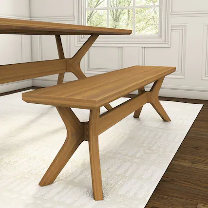 Front. Plank+Beam - Verso Dining Room Bench (60in / 1520mm), Pecan - Pecan.