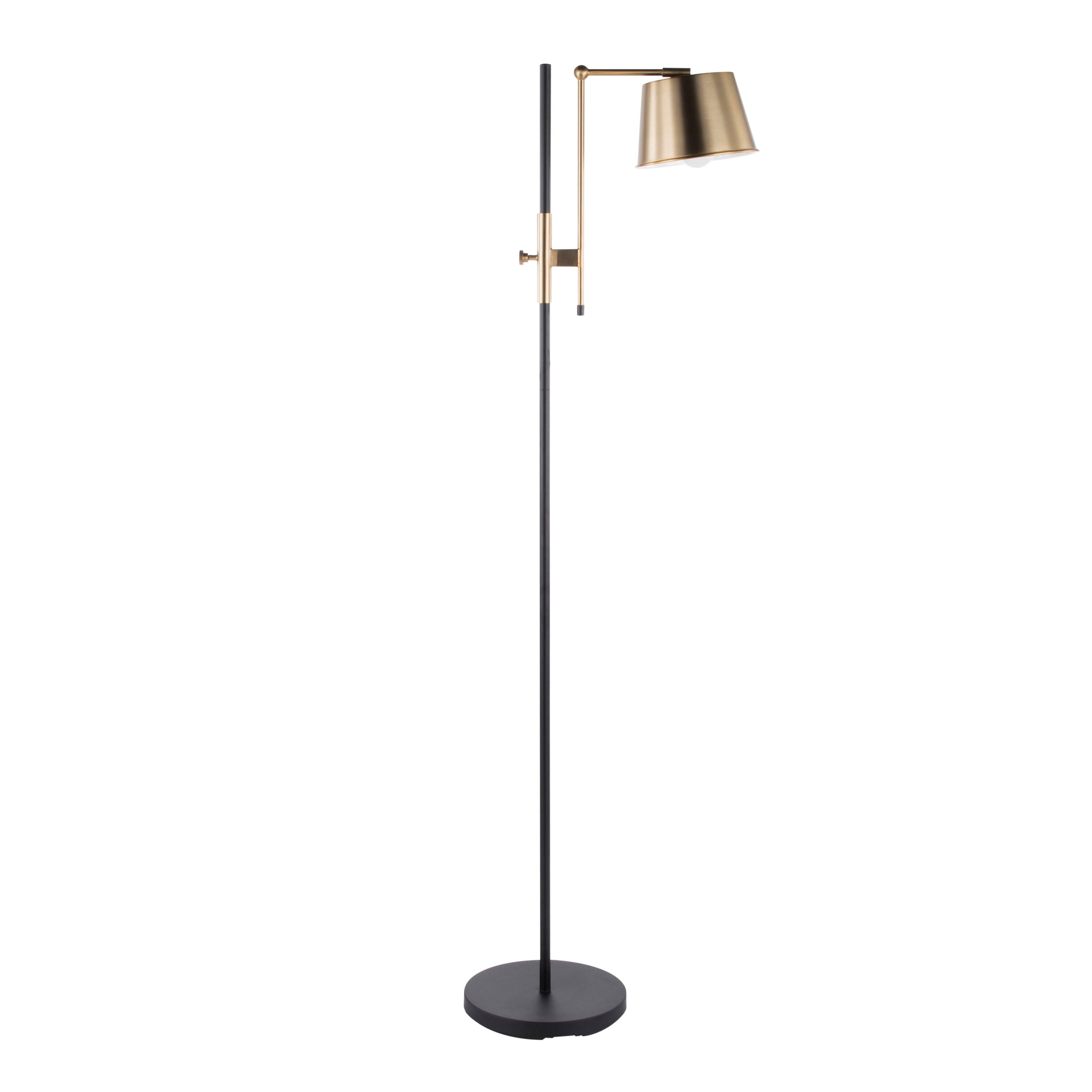 Left. Loheer - Loheer Black Antique Brass Floor Lamp Tall Reading Light Living Room Bedroom - Antique Brass.